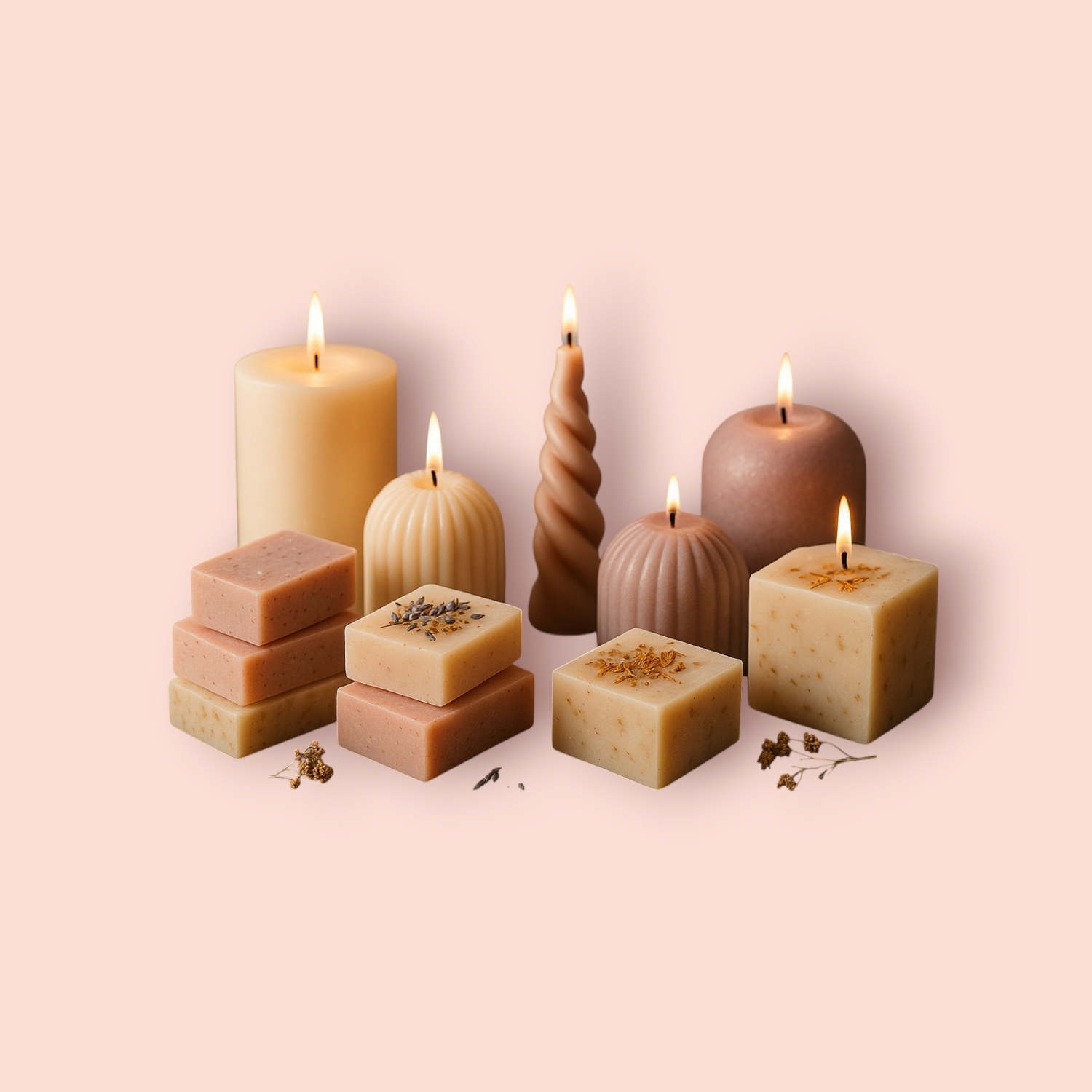 Velas, jabones y un poco de cemento
